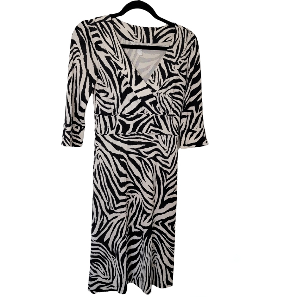 Diane Von Furstenberg Silk Zebra Print Midi Dress Sz 4